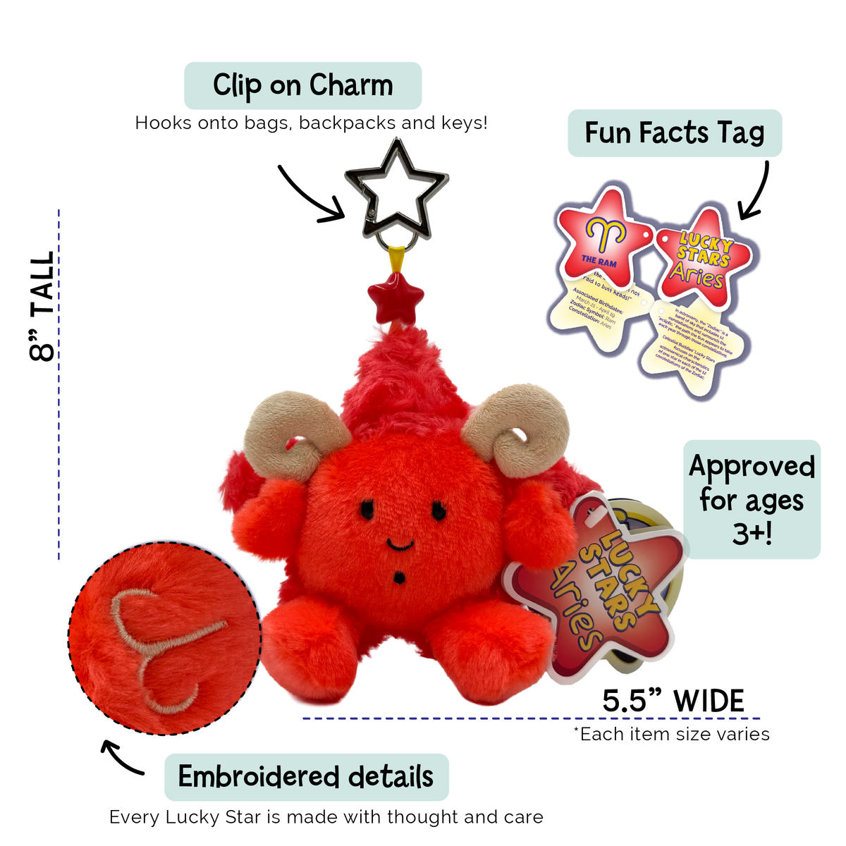 Aries Zodiac Plush Bag Charm | Lucky Stars Hamal