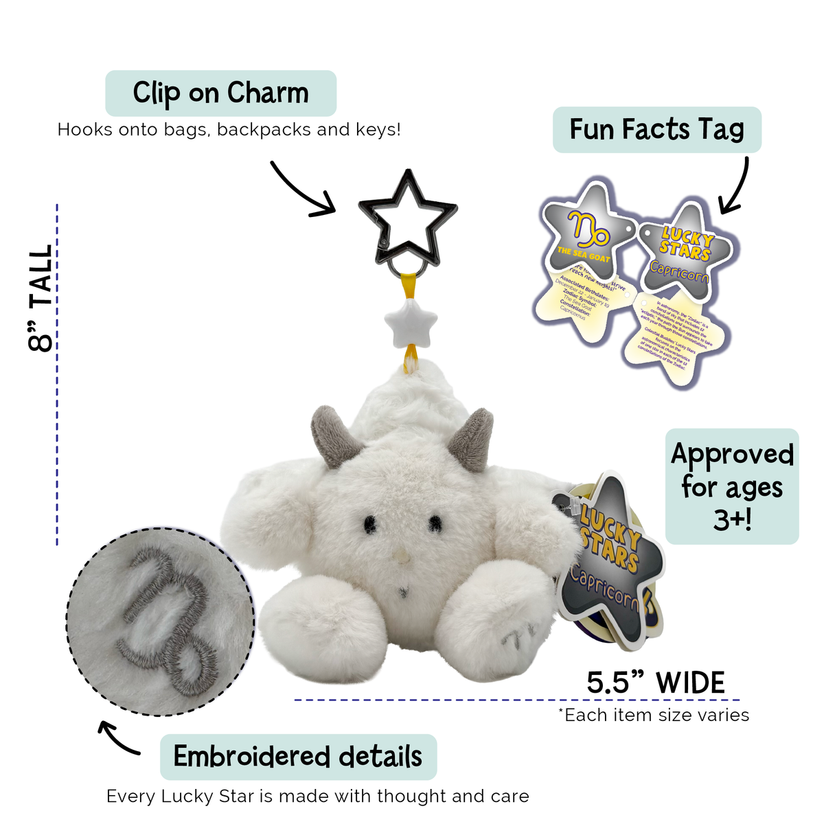Capricorn Zodiac Plush Bag Charm | Lucky Stars Deneb Algedi