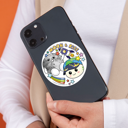 Rise and moon zero gravity indicator sticker on phone