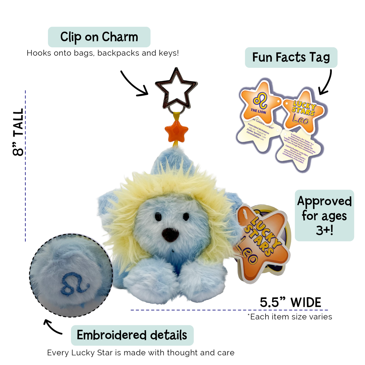 Leo Zodiac Plush Bag Charm | Lucky Stars Regulus
