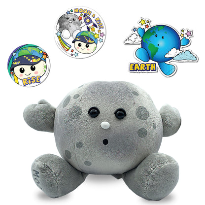 Rise the zero gravity indicator sticker with Celestial Buddies Moon Buddy, Earth Sticker, and Rise & Moon Sticker