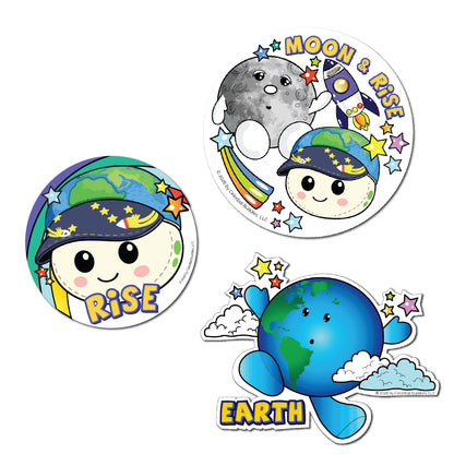 Rise the zero gravity indicator sticker, Rise and moon sticker, Little Earth sticker