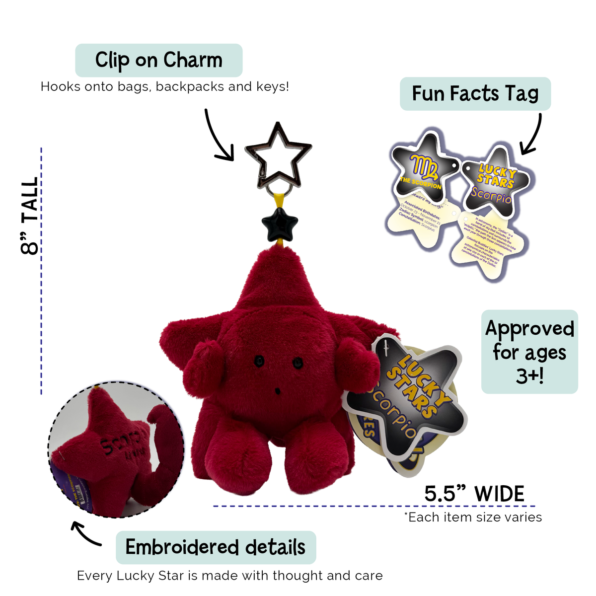 Scorpio Zodiac Plush Bag Charm | Lucky Stars Antares