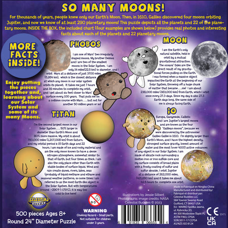 NEW! So Many Moons! 500 Piece Educational Space Puzzle and Poster for Ages 8+