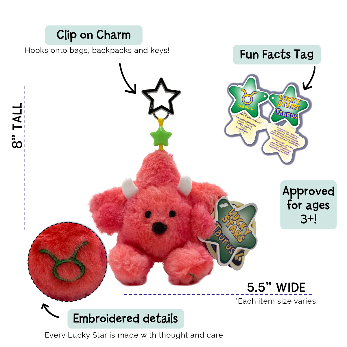 Taurus Zodiac Plush Bag Charm | Lucky Stars Aldebaran