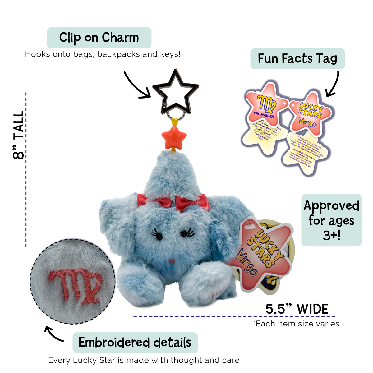 Virgo Zodiac Plush Bag Charm | Lucky Stars Spica